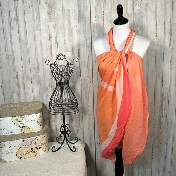 NWT Kate Spade Grapefruit Pareo Scarf Sarong Wrap Cover Up - Picture 1 of 9